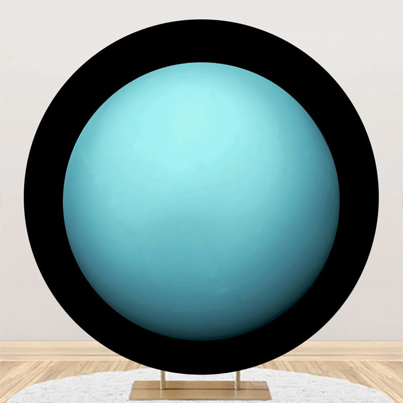 Aperturee - Light Blue Uranus Top View Circle Birthday Backdrop