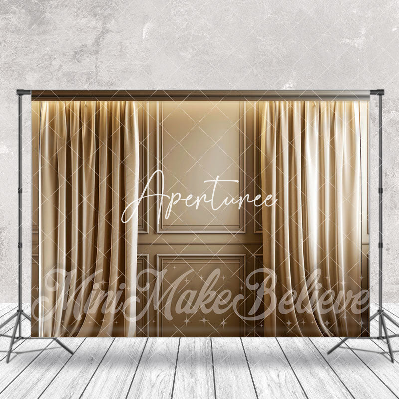 Aperturee - Light Brown Curtain Retro Wall Photo Shoot Backdrop