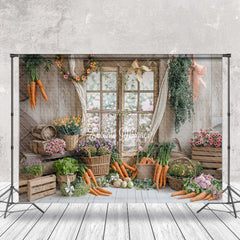 Aperturee - Light Brown Spring Carrots Window Easter Backdrop