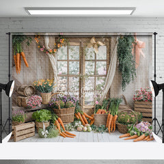 Aperturee - Light Brown Spring Carrots Window Easter Backdrop