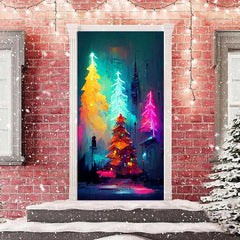 Aperturee - Light Color Christmas Trees Painting Door Cover