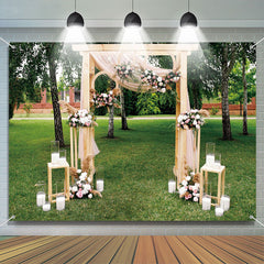 Aperturee - Light Color Gauze Curtain Grassland Wedding Backdrop