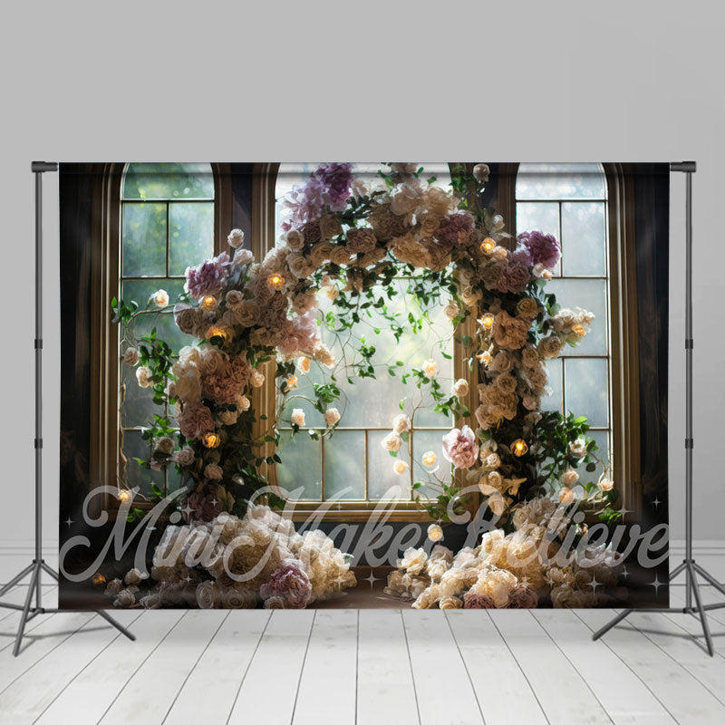 Aperturee - Light Color Rose Arch Light Window Flower Backdrop