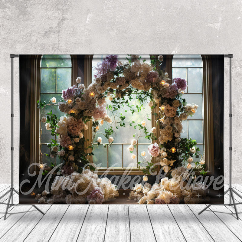 Aperturee - Light Color Rose Arch Light Window Flower Backdrop