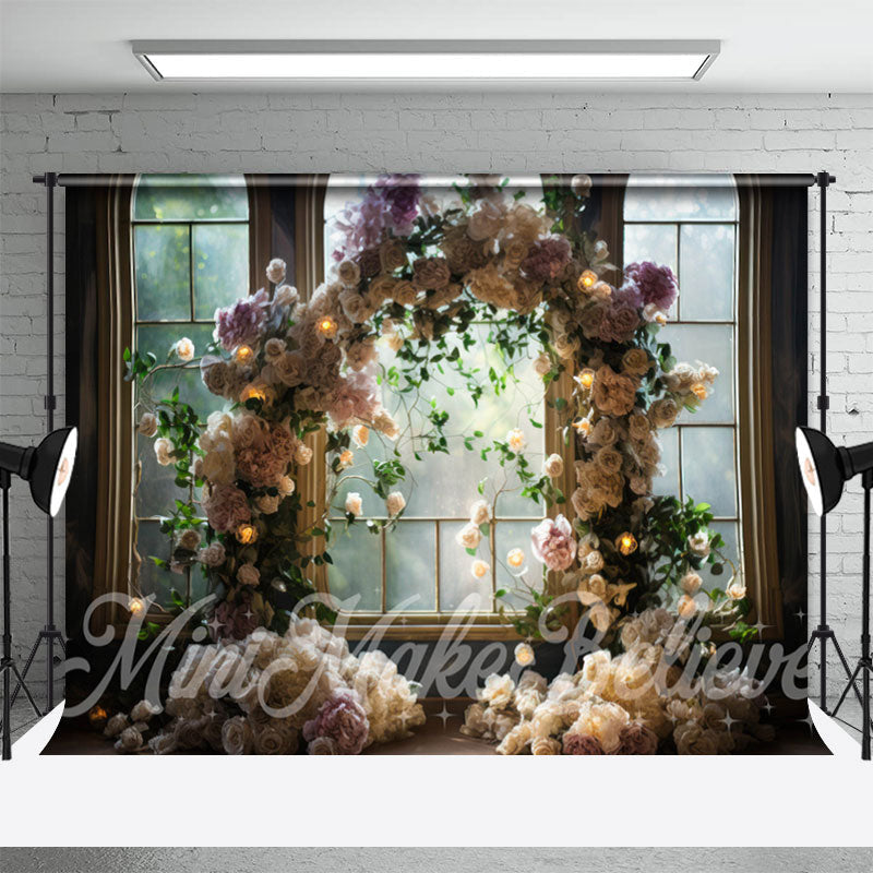 Aperturee - Light Color Rose Arch Light Window Flower Backdrop