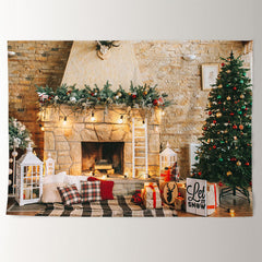 Aperturee - Light Fireplace Let It Snow Christmas Backdrop