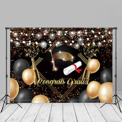 Aperturee - Light Gold Balloon Glitter Grad Photography Backdrop