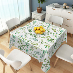 Aperturee - Light Green Leaves Spring Dining Square Tablecloth