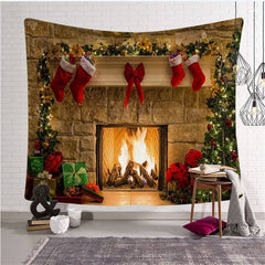 Aperturee - Light Trees And Gifts Christmas Landscape Wall Tapestry