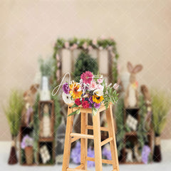 Aperturee - Lilac Rabbits Green Garden Easter Photo Backdrop