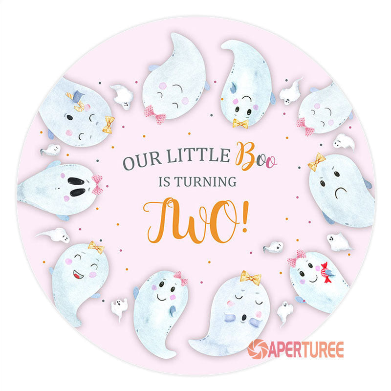 Aperturee - Little Boo Is Turning 2 Round Birthday Backdrop