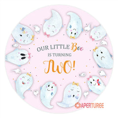 Aperturee - Little Boo Is Turning 2 Round Birthday Backdrop