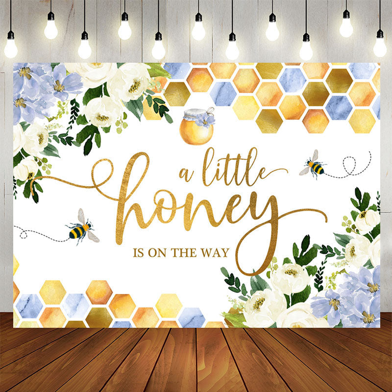 Aperturee - Little Honey Bee Is On The Way Baby Shower Backdrop