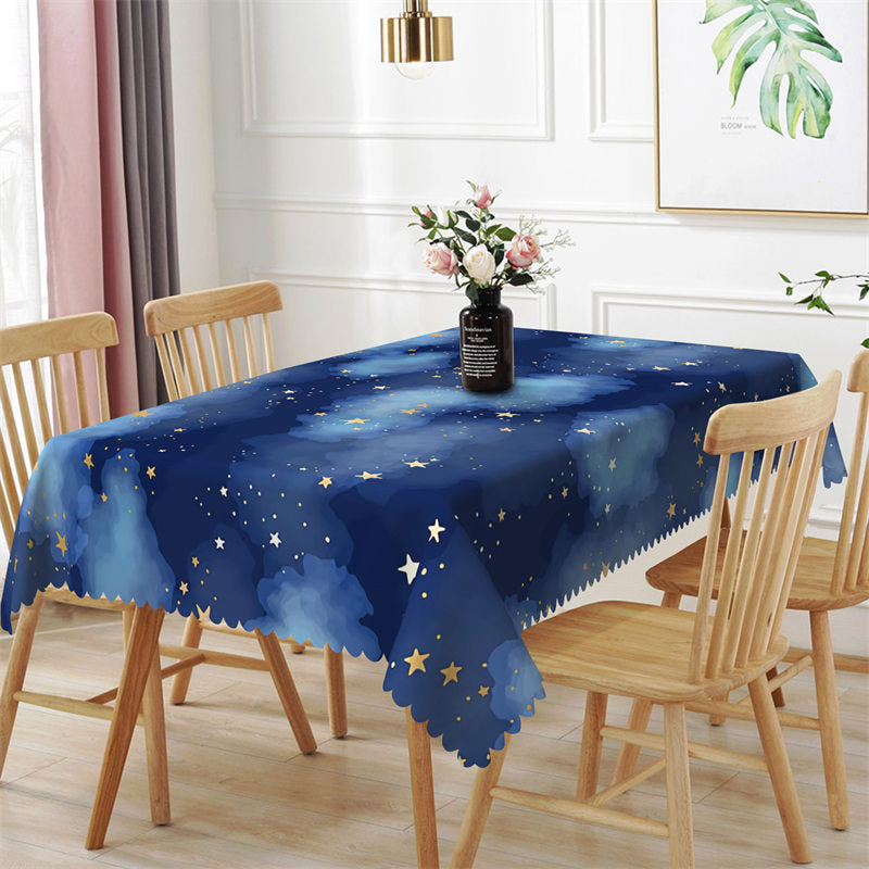 Aperturee - Little Star Dark Blue Night Rectangle Tablecloth