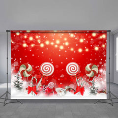 Aperturee - Lollipop Light Strip Red Bokeh Christmas Backdrop