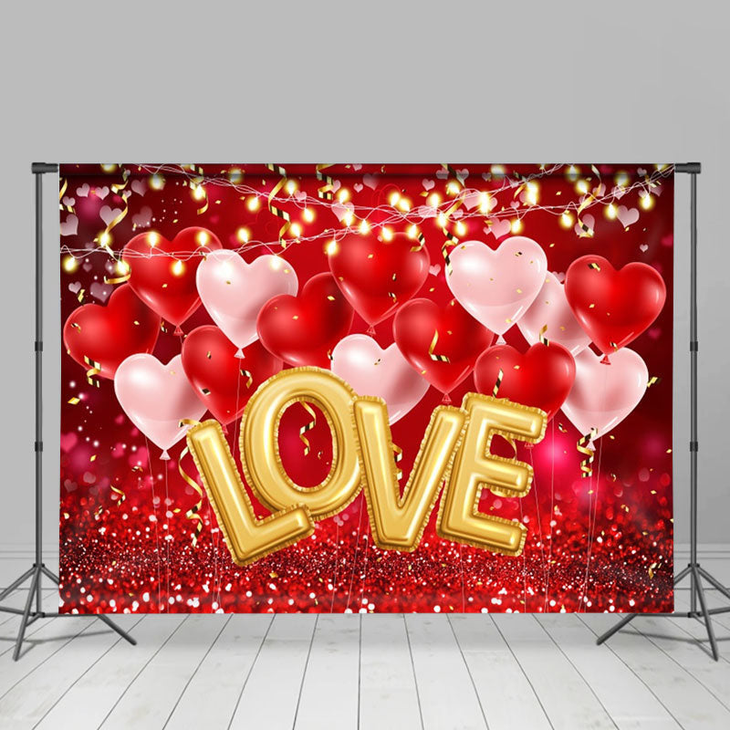 Aperturee - Love Red Heart Balloons Valentines Day Backdrop