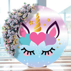 Aperturee - Love Unicorn Circle Baby Shower Backdrop For Party