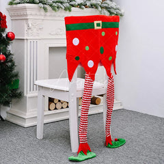 Aperturee - Lovely Red Green Elf Legs Pants Christmas Chair Cover