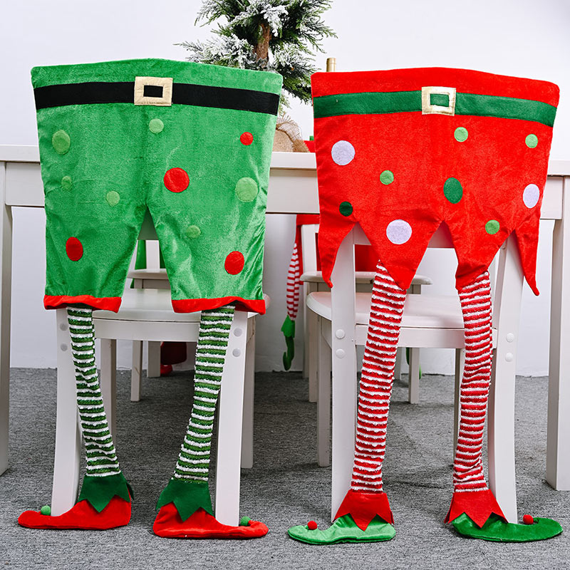 Aperturee - Lovely Red Green Elf Legs Pants Christmas Chair Cover
