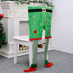 Aperturee - Lovely Red Green Elf Legs Pants Christmas Chair Cover