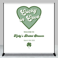 Aperturee - Lucky In Love Custom Green Theme Bridal Shower Backdrop