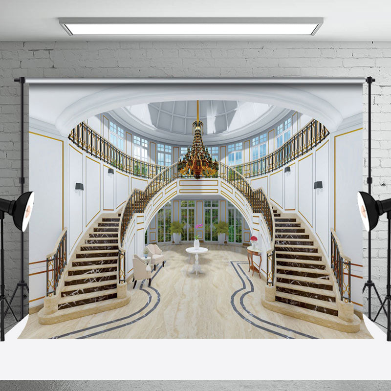 Aperturee - Luxury Staircase Interior Window Backdrop For Photo