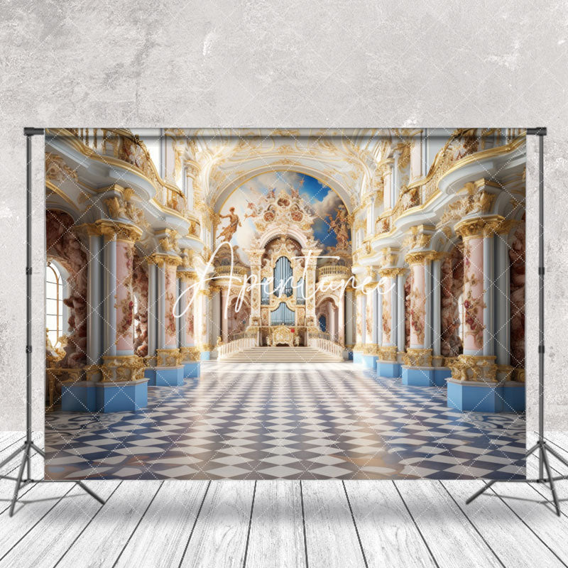 Aperturee - Magnificent Palace Plaid Floor Photo Booth Backdrop