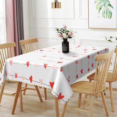 Aperturee - Many Strings Of Red Heart White Rectangle Tablecloth