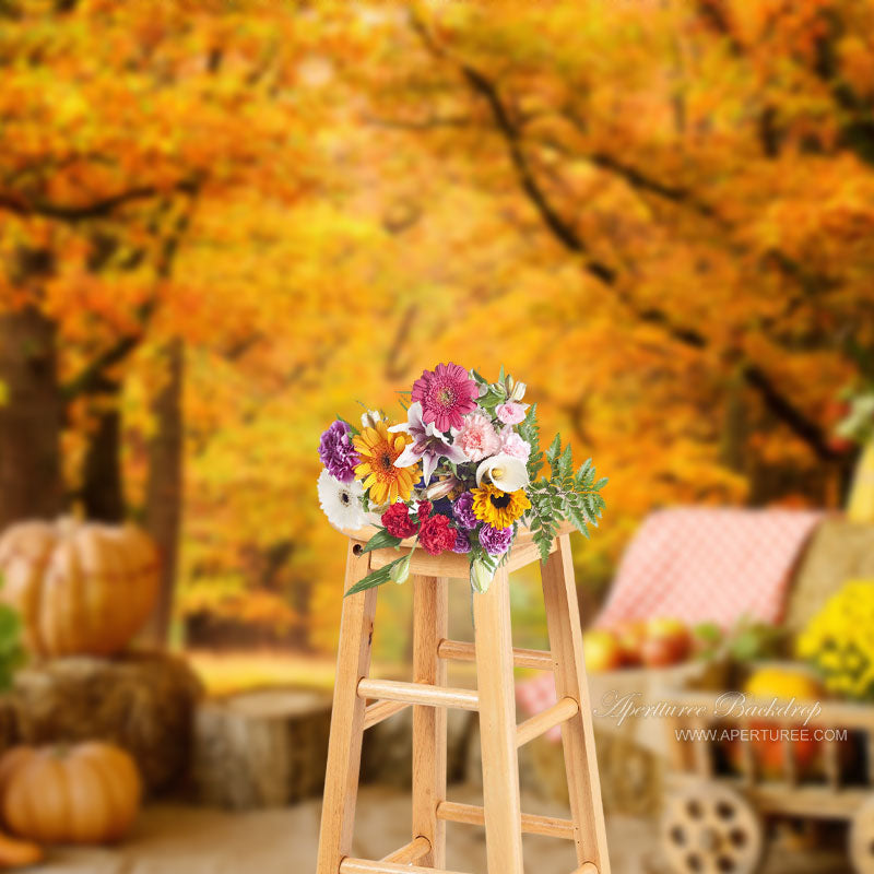 Aperturee - Maple Forest Berry Wood Pier Floral Autumn Backdrop