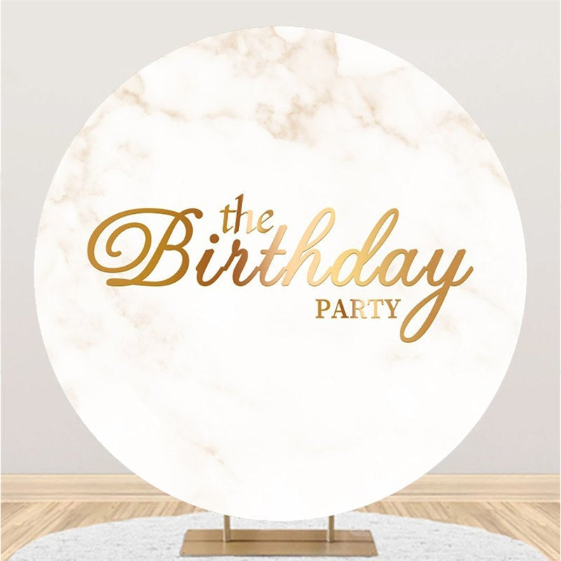 Aperturee Marble Texture Round Happy Birthday Backdrop For Party