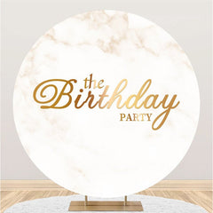 Aperturee Marble Texture Round Happy Birthday Backdrop For Party