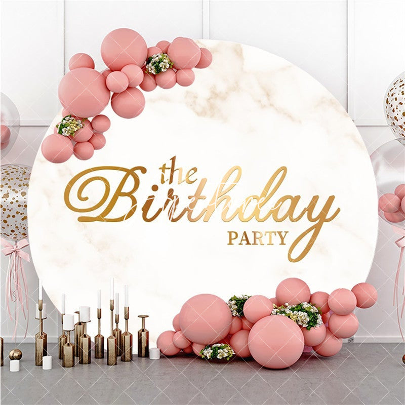 Aperturee Marble Texture Round Happy Birthday Backdrop For Party