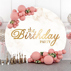 Aperturee Marble Texture Round Happy Birthday Backdrop For Party