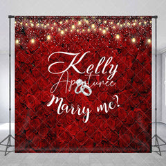 Aperturee - Marry Me Red Floral Rings Custom Wedding Backdrop