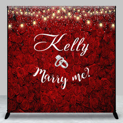 Aperturee - Marry Me Red Floral Rings Custom Wedding Backdrop