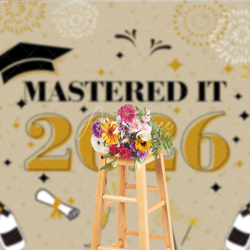 Aperturee - Mastered It 2026 Wine Star Backdrop For Grad Photo