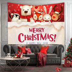 Aperturee - Merry Christmas Animal Room Decoration Wall Tapestry