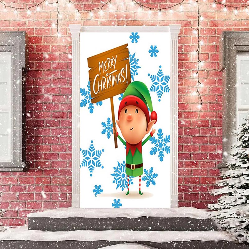 Aperturee - Merry Christmas Child White Snowflake Door Cover