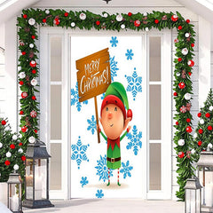 Aperturee - Merry Christmas Child White Snowflake Door Cover