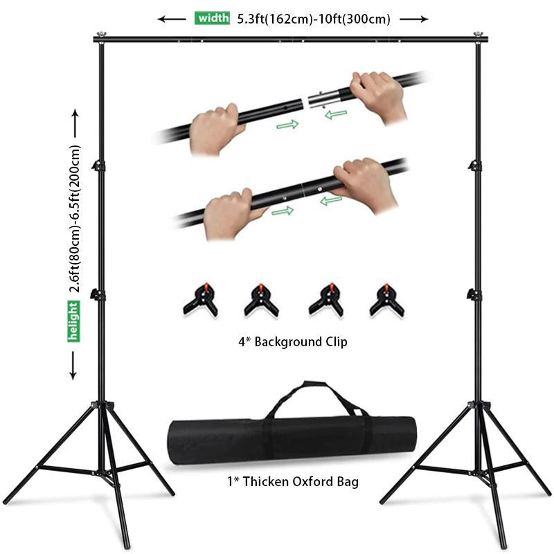 Aperturee - Metal 10x6.5ft/3x2m Adjustable Backdrop Stand With Clips