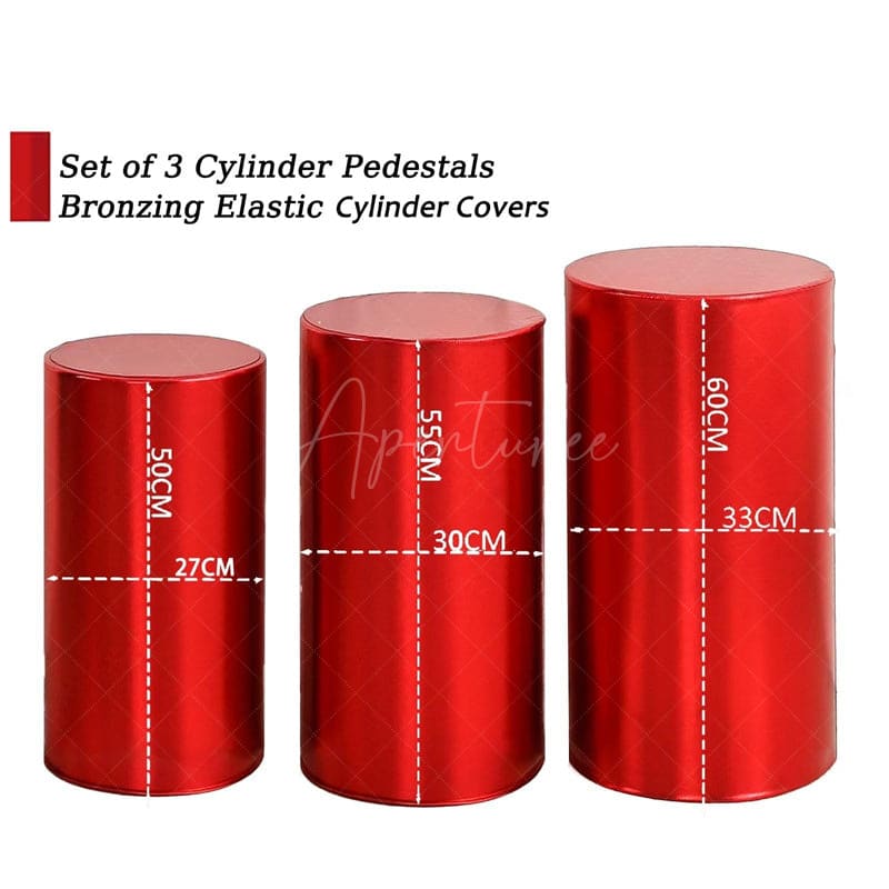 Aperturee Metallic Red Stretchy Spandex Fitted Cylinder Cover