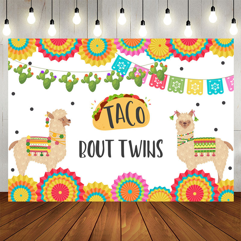 Aperturee - Mexcia Taco Bout Twins Alpaca Baby Shower Backdrop