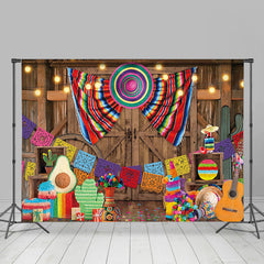 Aperturee - Mexican Fiesta Rustic Wooden Mexico Backdrop for Party