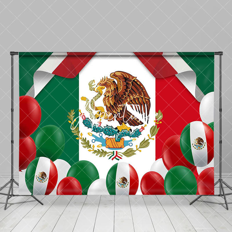 Aperturee - Mexican Flag Eagle Balloon Independence Day Backdrop