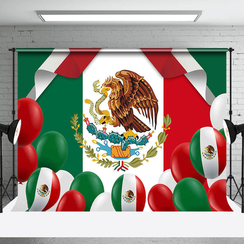 Aperturee - Mexican Flag Eagle Balloon Independence Day Backdrop