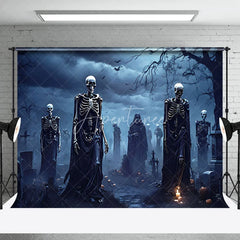Aperturee - Misty Night Skeleton Ghastly Halloween Backdrop