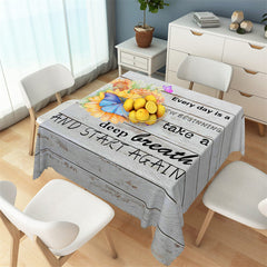 Aperturee - Modern Gray Wooden Texture Text Square Tablecloth