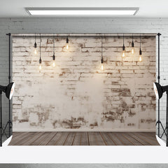 Aperturee - Modern White Brick Wall Lights Photoshoot Backdrop