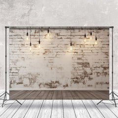 Aperturee - Modern White Brick Wall Lights Photoshoot Backdrop