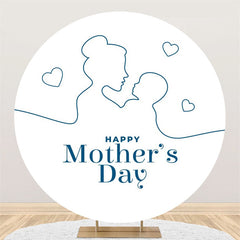 Aperturee - Mom Kid Heart Simple Round Mothers Day Backdrop